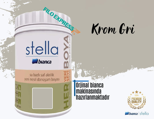 BİANCA STELLA SU BAZLI SAF AKRİLİK BOYA 1 LİTRE KROM GRİ