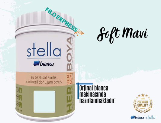 BİANCA STELLA SU BAZLI SAF AKRİLİK BOYA 1 LİTRE SOFT MAVİ